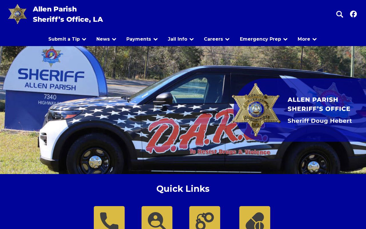 Allen Parish criminal history access through the sheriff home page