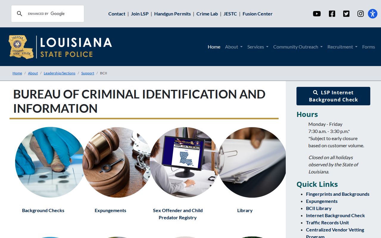 Allen Parish criminal history and Louisiana BCII Right to Review information